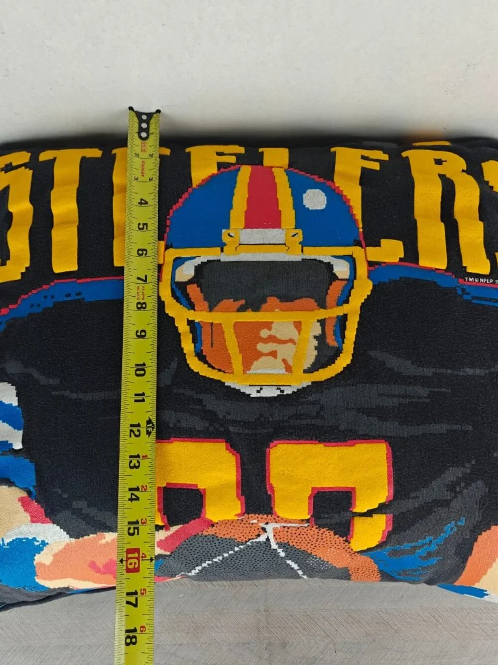 Vintage NFLP Pittsburgh Steelers Throw Pillow1989 Retro Video Game Style Graphic